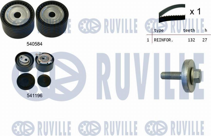 Ruville 550109 - Комплект зубчатого ремня ГРМ www.autospares.lv