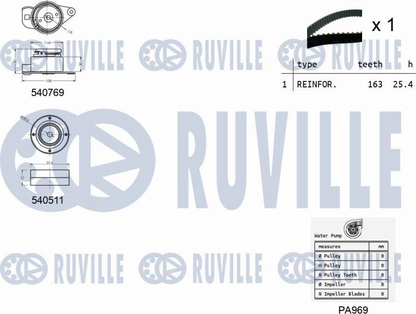 Ruville 5501001 - Ūdenssūknis + Zobsiksnas komplekts www.autospares.lv