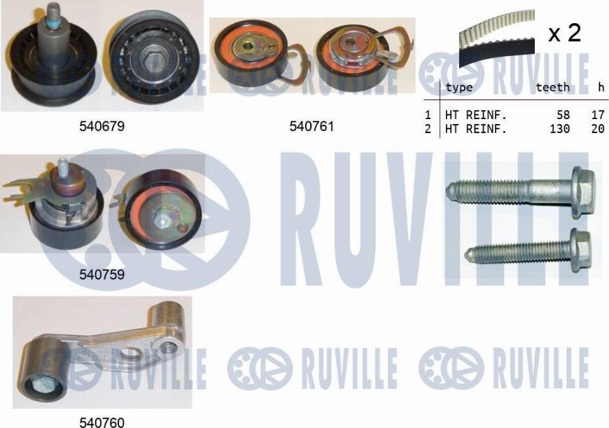 Ruville 550116 - Комплект зубчатого ремня ГРМ www.autospares.lv