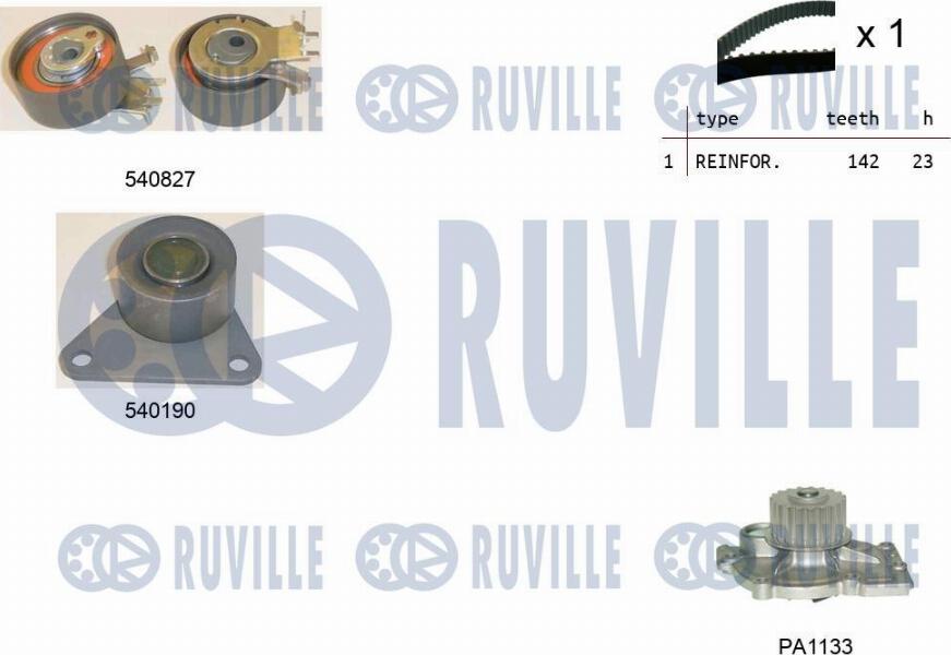 Ruville 5501101 - Ūdenssūknis + Zobsiksnas komplekts www.autospares.lv