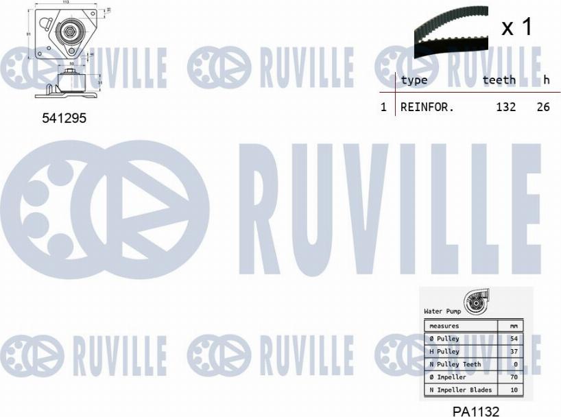 Ruville 5501131 - Water Pump & Timing Belt Set www.autospares.lv