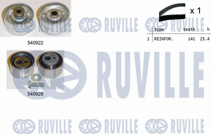 Ruville 550134 - Комплект зубчатого ремня ГРМ www.autospares.lv