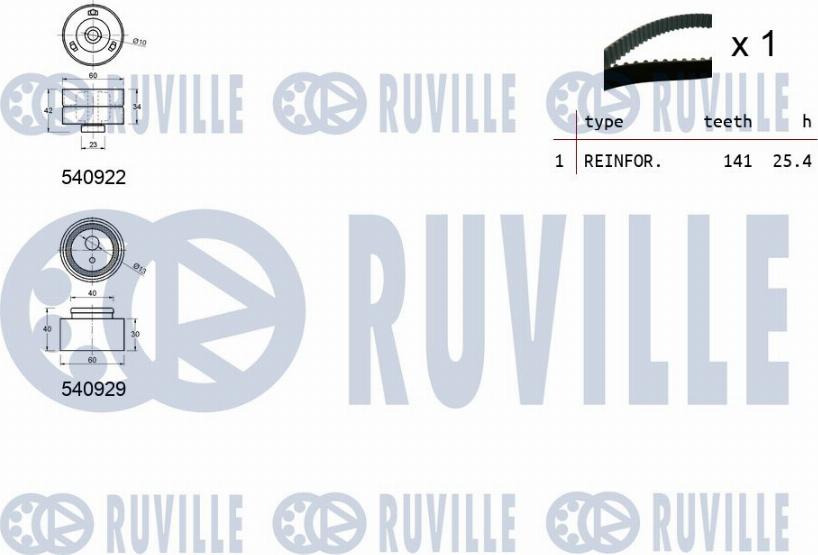 Ruville 550134 - Комплект зубчатого ремня ГРМ www.autospares.lv