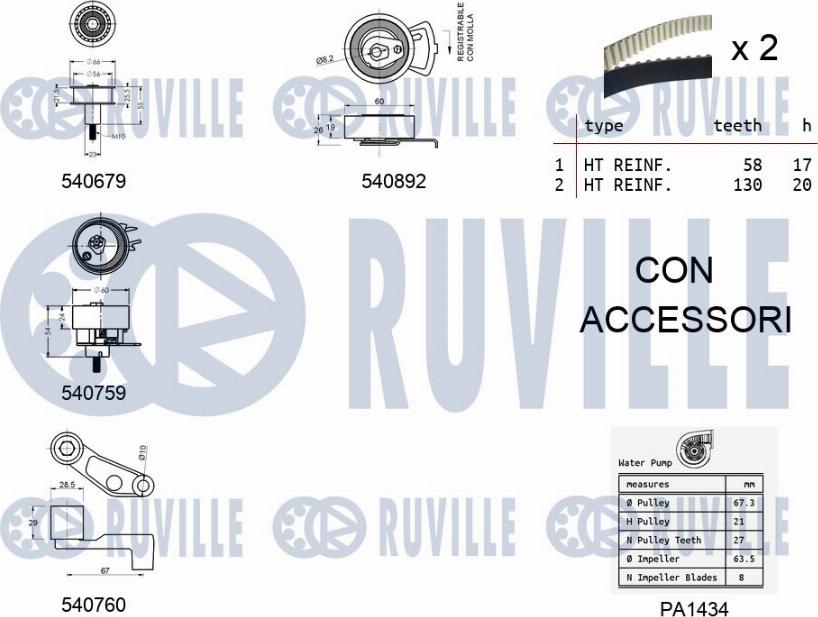 Ruville 5501361 - Ūdenssūknis + Zobsiksnas komplekts www.autospares.lv