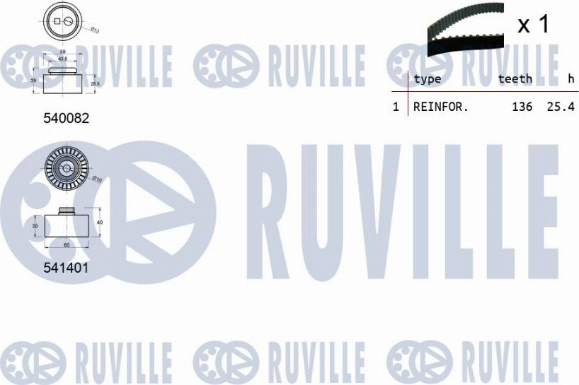 Ruville 550131 - Комплект зубчатого ремня ГРМ www.autospares.lv