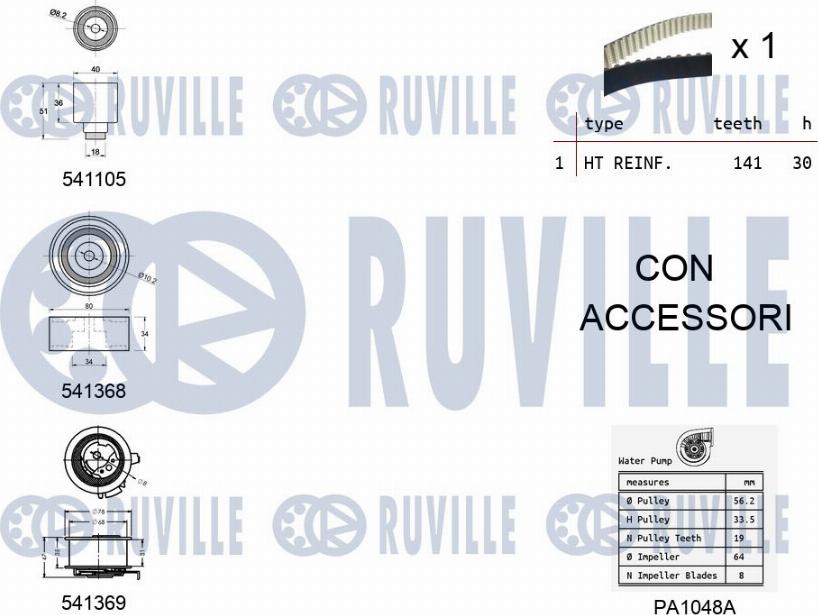 Ruville 5501261 - Water Pump & Timing Belt Set www.autospares.lv