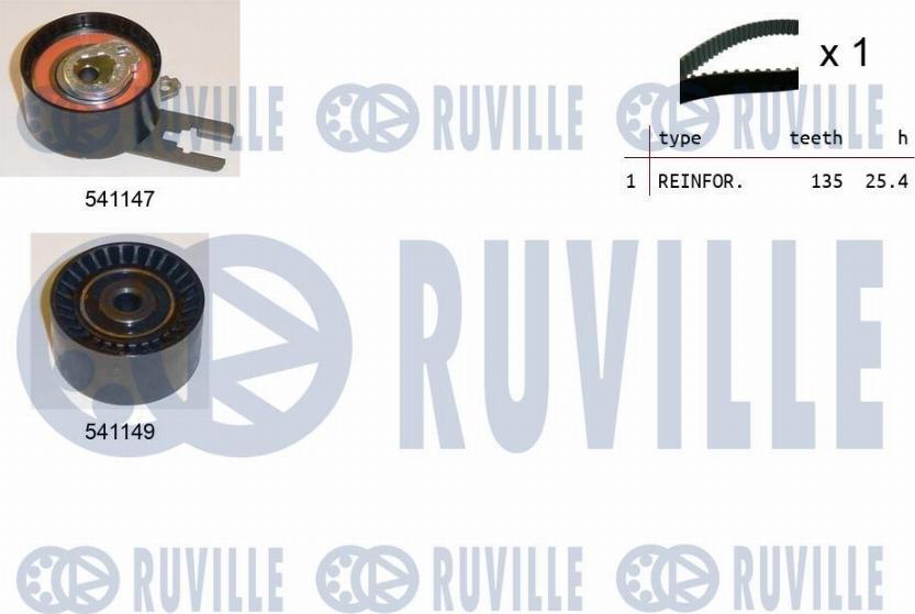 Ruville 550121 - Комплект зубчатого ремня ГРМ www.autospares.lv