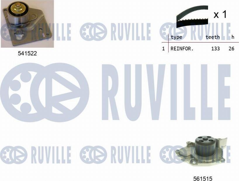 Ruville 5501282 - Ūdenssūknis + Zobsiksnas komplekts www.autospares.lv