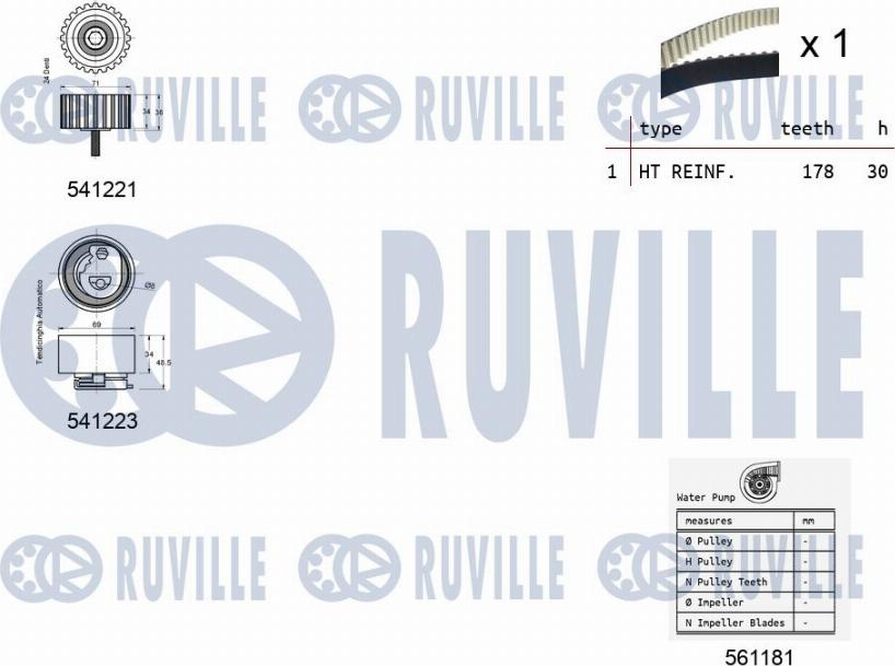 Ruville 5501221 - Ūdenssūknis + Zobsiksnas komplekts www.autospares.lv