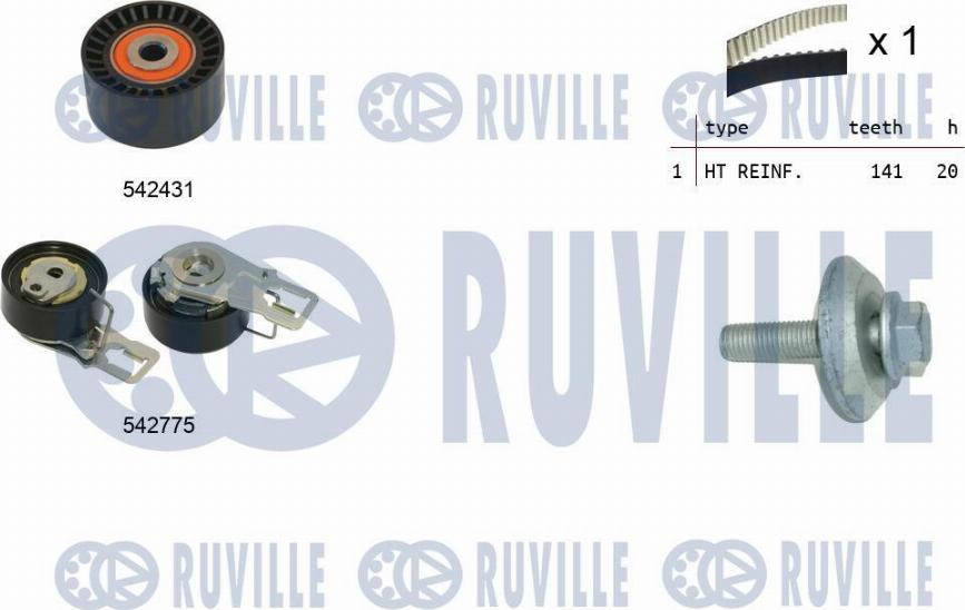 Ruville 550395 - Комплект зубчатого ремня ГРМ www.autospares.lv