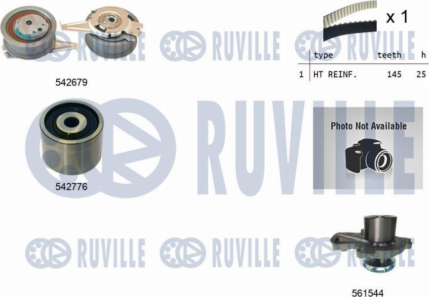 Ruville 5503911 - Водяной насос + комплект зубчатого ремня ГРМ www.autospares.lv