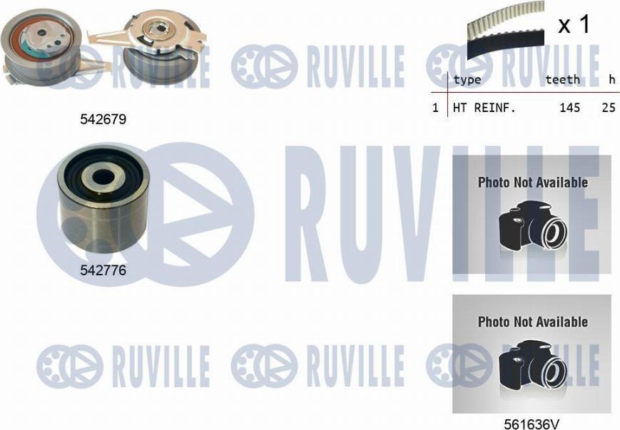 Ruville 5503912 - Водяной насос + комплект зубчатого ремня ГРМ www.autospares.lv