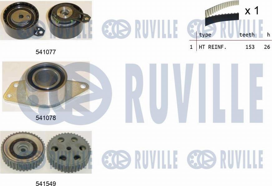 Ruville 550349 - Комплект зубчатого ремня ГРМ www.autospares.lv