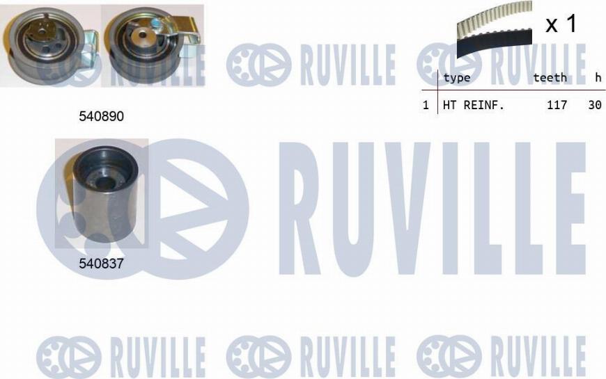 Ruville 550342 - Комплект зубчатого ремня ГРМ www.autospares.lv