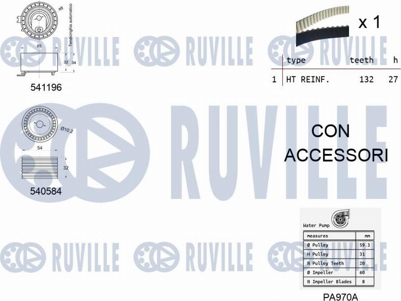 Ruville 5503571 - Ūdenssūknis + Zobsiksnas komplekts www.autospares.lv