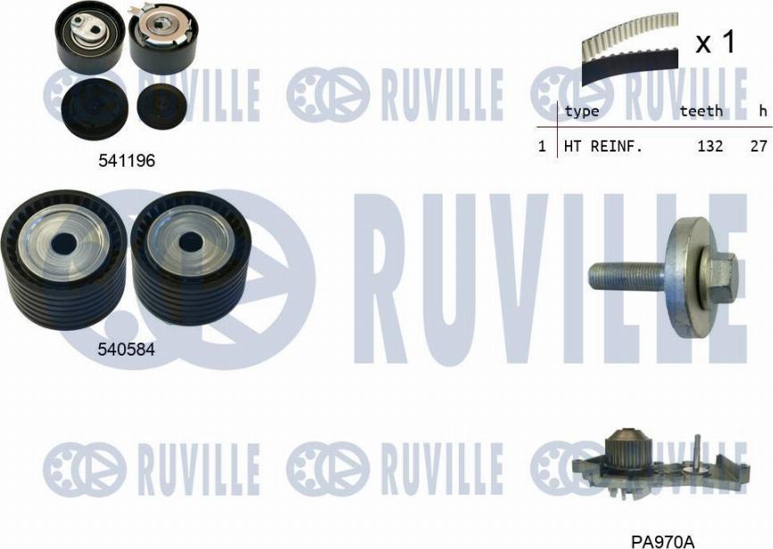 Ruville 5503571 - Ūdenssūknis + Zobsiksnas komplekts www.autospares.lv