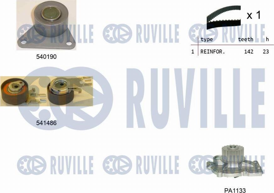 Ruville 5503641 - Ūdenssūknis + Zobsiksnas komplekts autospares.lv