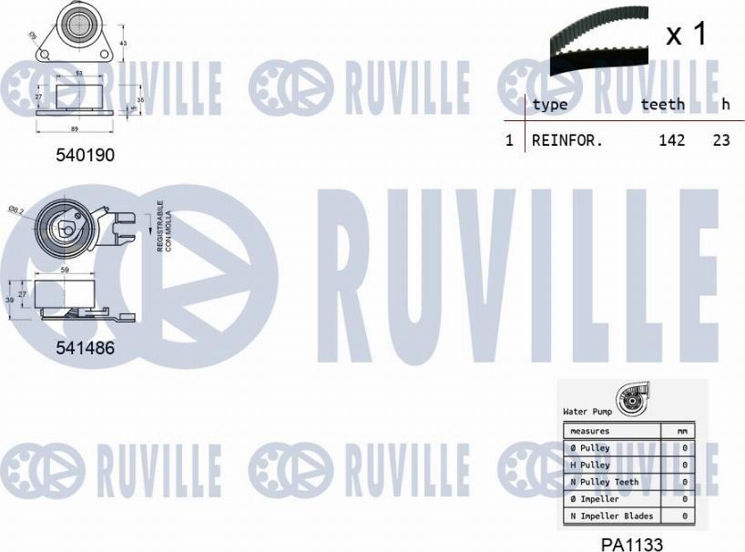 Ruville 5503641 - Ūdenssūknis + Zobsiksnas komplekts www.autospares.lv