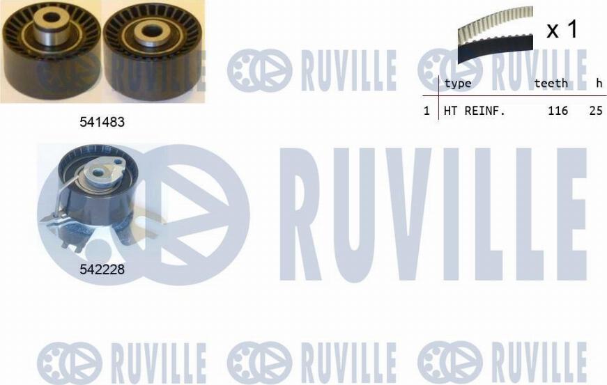 Ruville 550367 - Комплект зубчатого ремня ГРМ www.autospares.lv