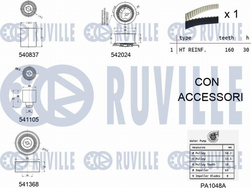 Ruville 5503051 - Ūdenssūknis + Zobsiksnas komplekts www.autospares.lv