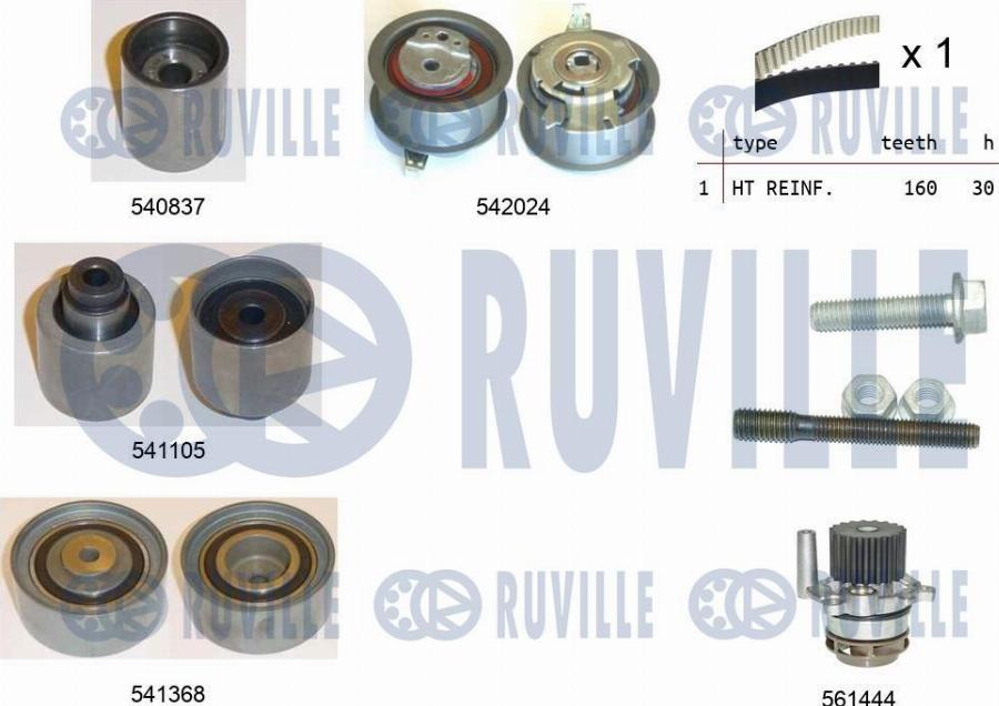 Ruville 5503052 - Ūdenssūknis + Zobsiksnas komplekts www.autospares.lv