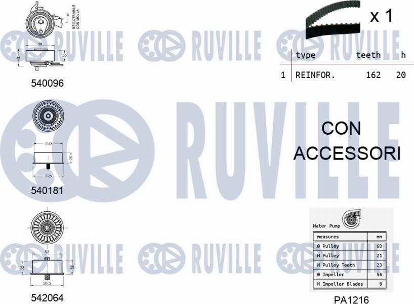 Ruville 5503171 - Water Pump & Timing Belt Set www.autospares.lv