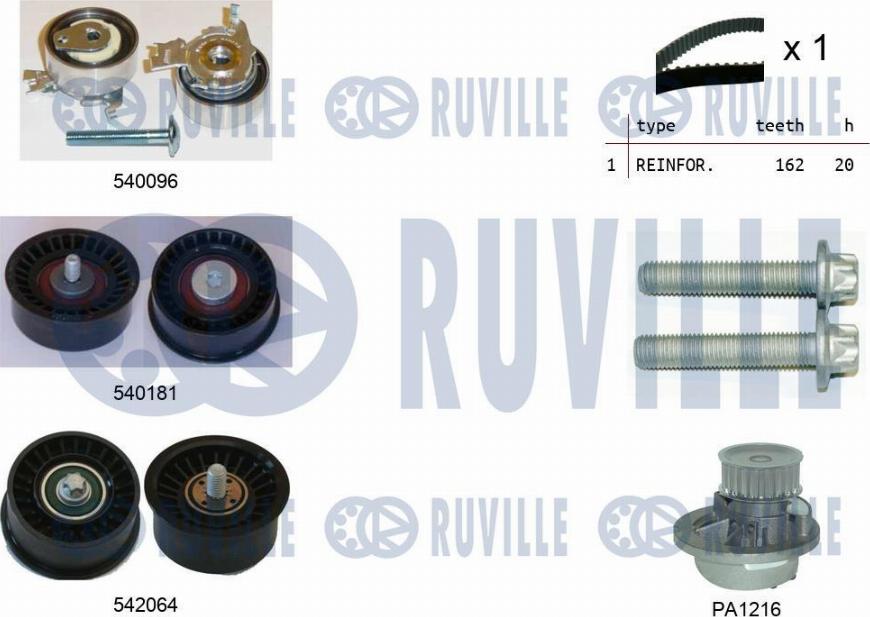 Ruville 5503171 - Ūdenssūknis + Zobsiksnas komplekts www.autospares.lv