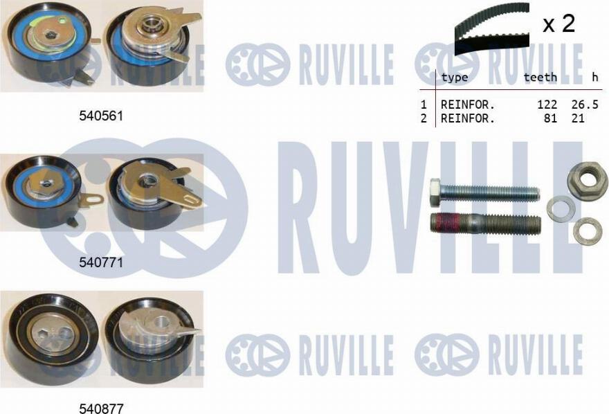 Ruville 550385 - Комплект зубчатого ремня ГРМ www.autospares.lv