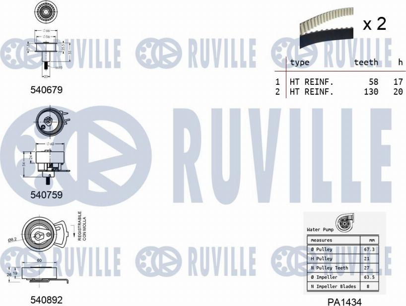 Ruville 5503811 - Ūdenssūknis + Zobsiksnas komplekts www.autospares.lv