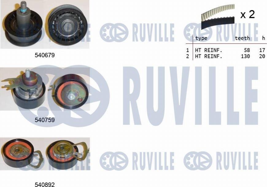 Ruville 550381 - Комплект зубчатого ремня ГРМ www.autospares.lv