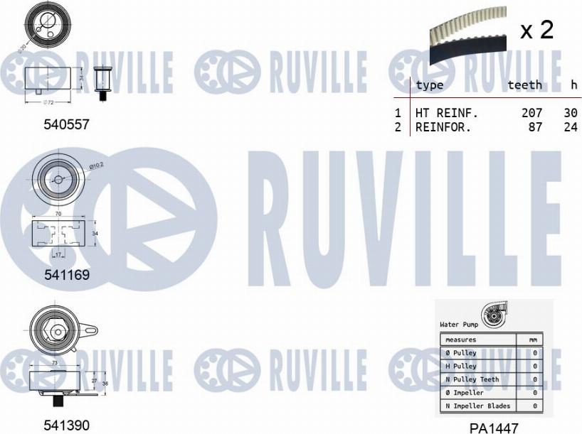 Ruville 5503831 - Ūdenssūknis + Zobsiksnas komplekts www.autospares.lv