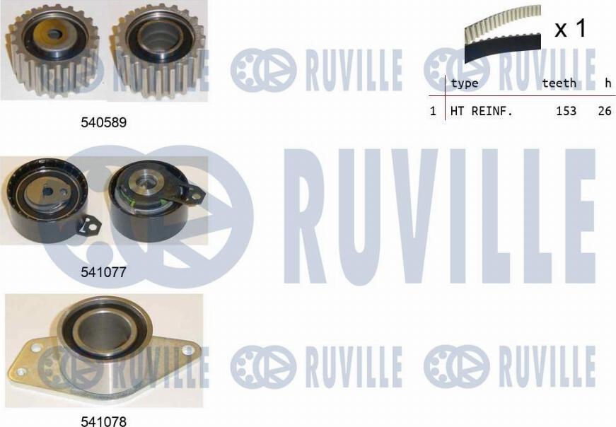 Ruville 550382 - Комплект зубчатого ремня ГРМ www.autospares.lv