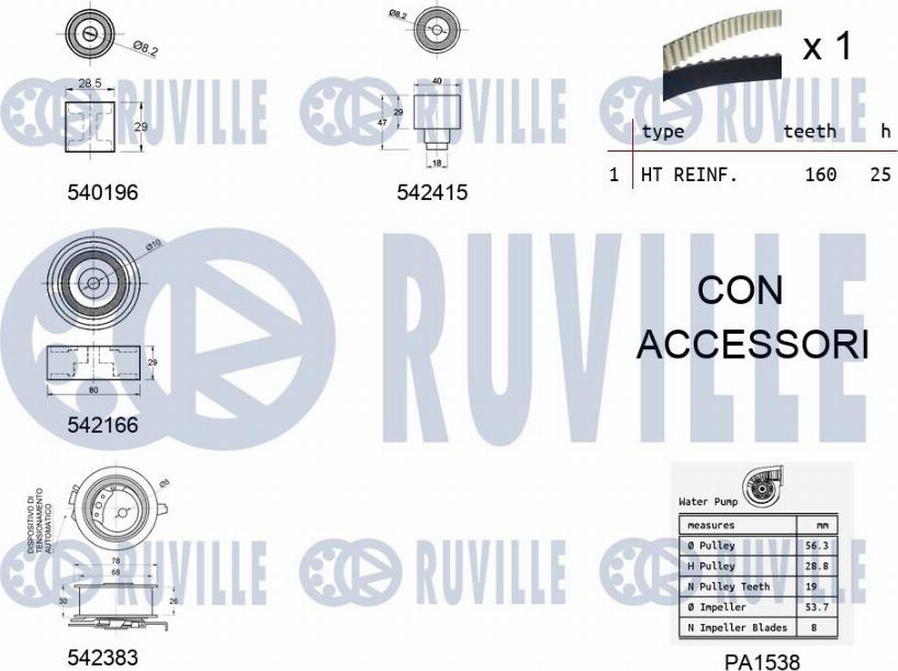 Ruville 5503351 - Ūdenssūknis + Zobsiksnas komplekts www.autospares.lv