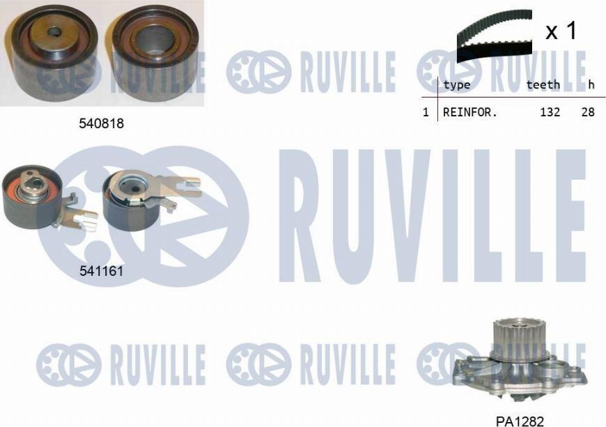 Ruville 5503261 - Ūdenssūknis + Zobsiksnas komplekts autospares.lv