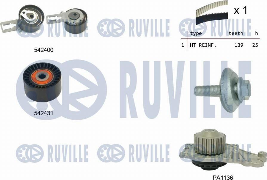 Ruville 5503791 - Water Pump & Timing Belt Set www.autospares.lv