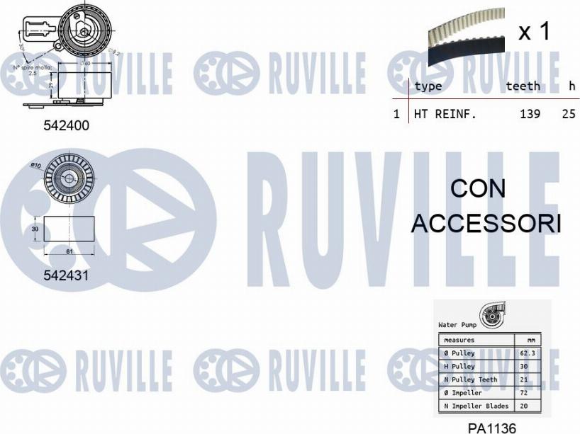 Ruville 5503791 - Ūdenssūknis + Zobsiksnas komplekts www.autospares.lv