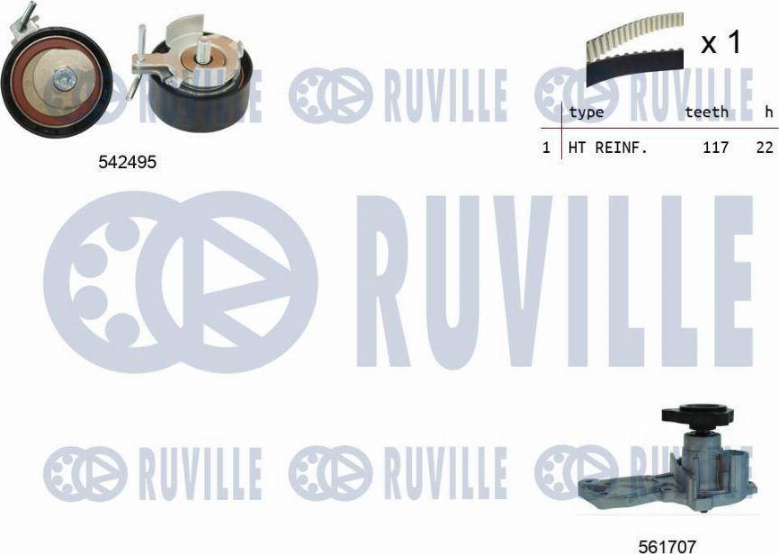 Ruville 5503742 - Water Pump & Timing Belt Set www.autospares.lv