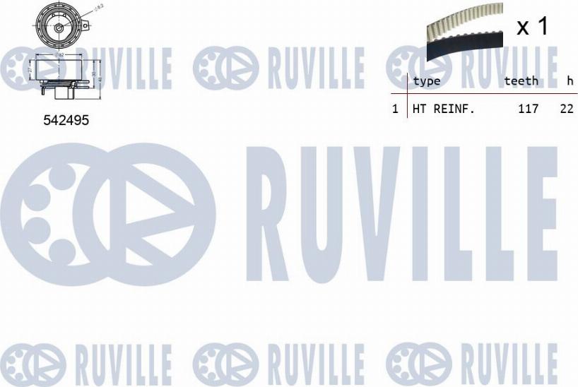 Ruville 550374 - Комплект зубчатого ремня ГРМ www.autospares.lv