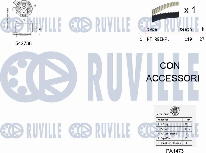 Ruville 5503781 - Ūdenssūknis + Zobsiksnas komplekts www.autospares.lv