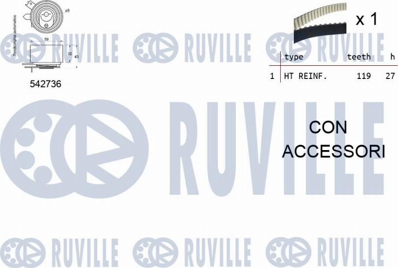 Ruville 550378 - Комплект зубчатого ремня ГРМ www.autospares.lv