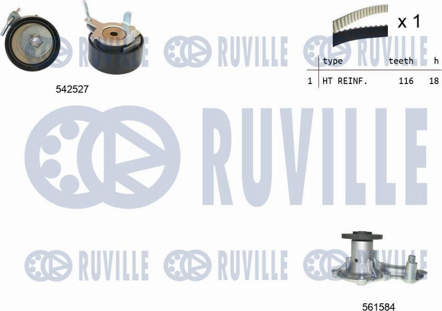 Ruville 5503731 - Ūdenssūknis + Zobsiksnas komplekts www.autospares.lv