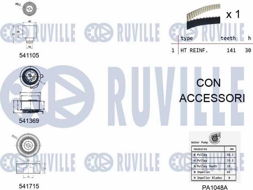 Ruville 5502991 - Ūdenssūknis + Zobsiksnas komplekts www.autospares.lv