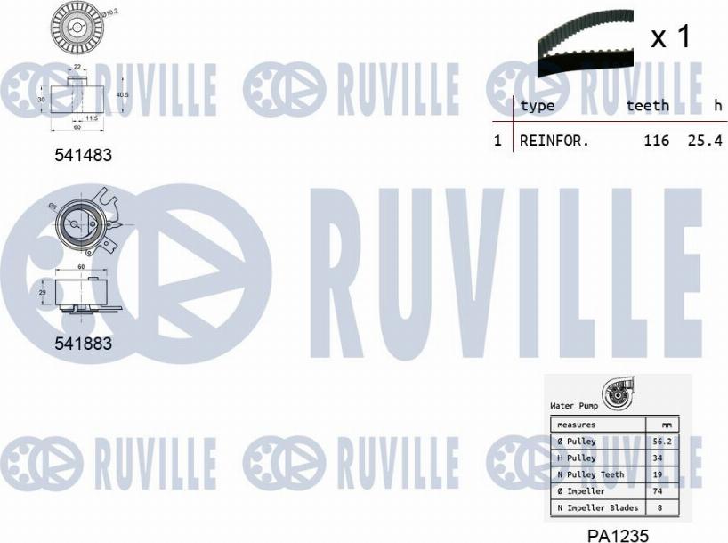 Ruville 5502962 - Ūdenssūknis + Zobsiksnas komplekts www.autospares.lv