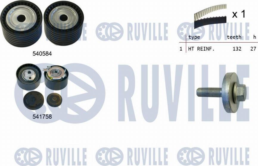 Ruville 550298 - Комплект зубчатого ремня ГРМ www.autospares.lv