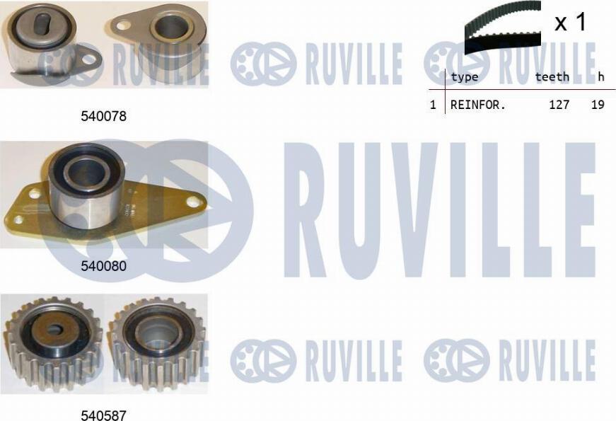 Ruville 550249 - Комплект зубчатого ремня ГРМ www.autospares.lv