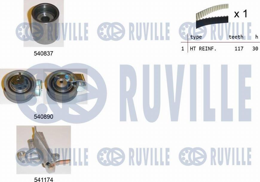 Ruville 550255 - Комплект зубчатого ремня ГРМ www.autospares.lv