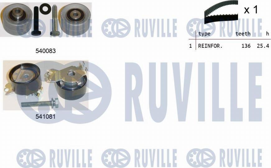 Ruville 550256 - Комплект зубчатого ремня ГРМ www.autospares.lv