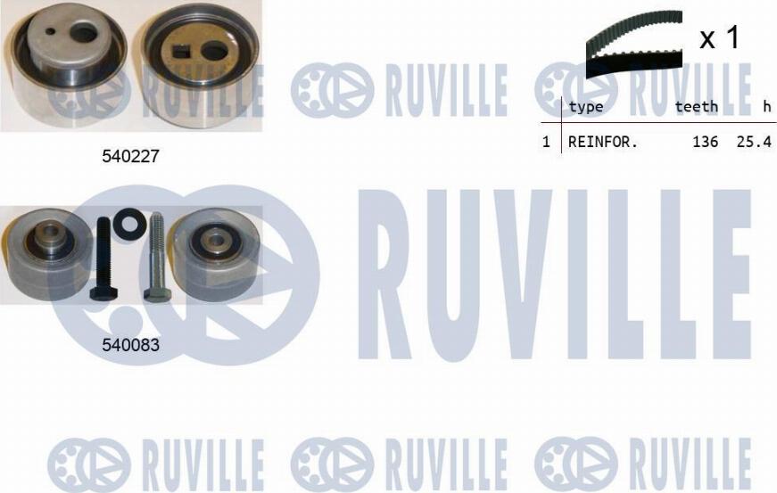 Ruville 550219 - Комплект зубчатого ремня ГРМ www.autospares.lv