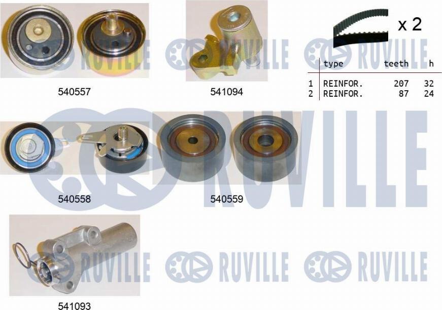 Ruville 550285 - Комплект зубчатого ремня ГРМ www.autospares.lv