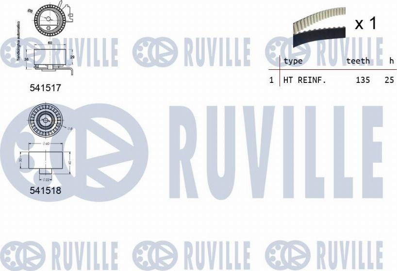 Ruville 550287 - Комплект зубчатого ремня ГРМ www.autospares.lv